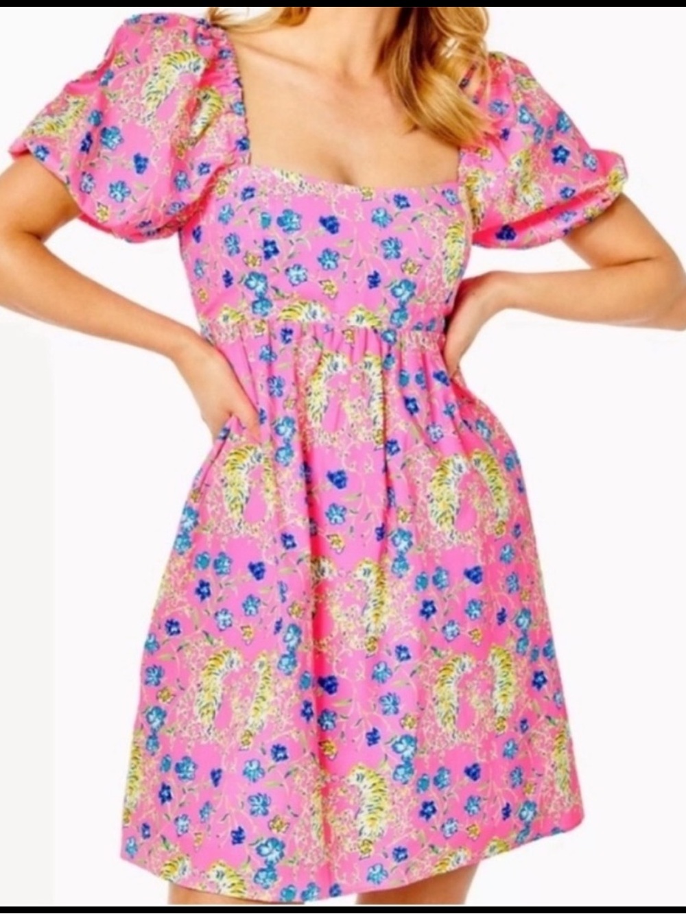 Lilly Pulitzer Kay Smocked Dress Prosecco Pink Tigress Garden NWT